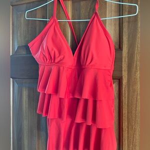 Catalina Solid Orange Two Piece Swimsuit Bathing Suit Skirt  Large